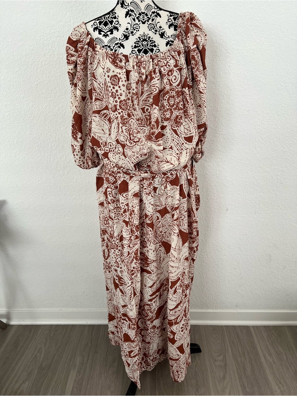 NWT Ava James Boho Floral Dress Romantic Cottagecore Midi Women’s